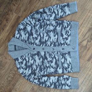 Greyson Wool/Cashmere Camo Print Cardigan